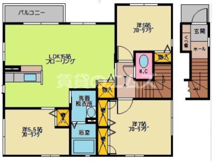 プチ・シャトレ笹原 B棟(3LDK/2階)の間取り写真