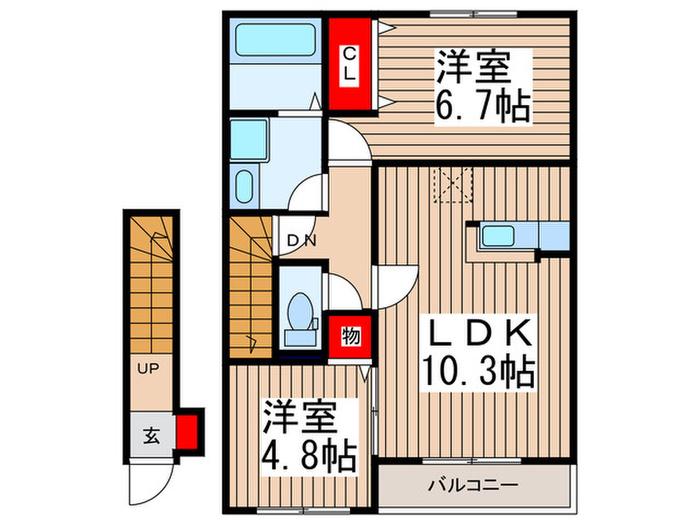 コンフォートグレイスC(2LDK/2階)の間取り写真