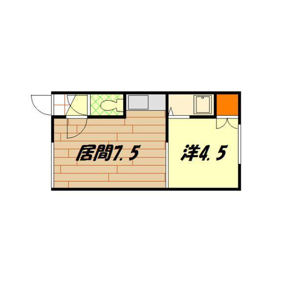 サングリア(1DK/1階)の間取り写真