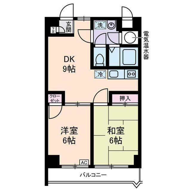 滝野川フラワーハイツ(2DK/5階)の間取り写真