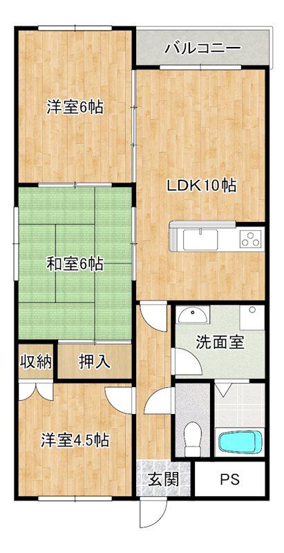 マイヅルグランドマンション(3LDK/3階)の間取り写真