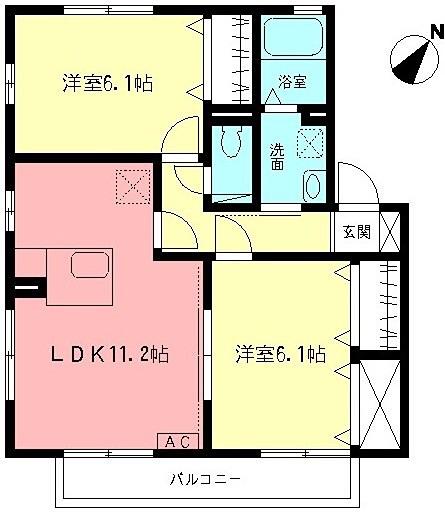 セディアパル(2LDK/2階)の間取り写真