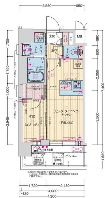 プレサンス東小橋エレディータ(1LDK/4階)の間取り写真