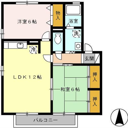 アネシスB(2LDK/2階)の間取り写真