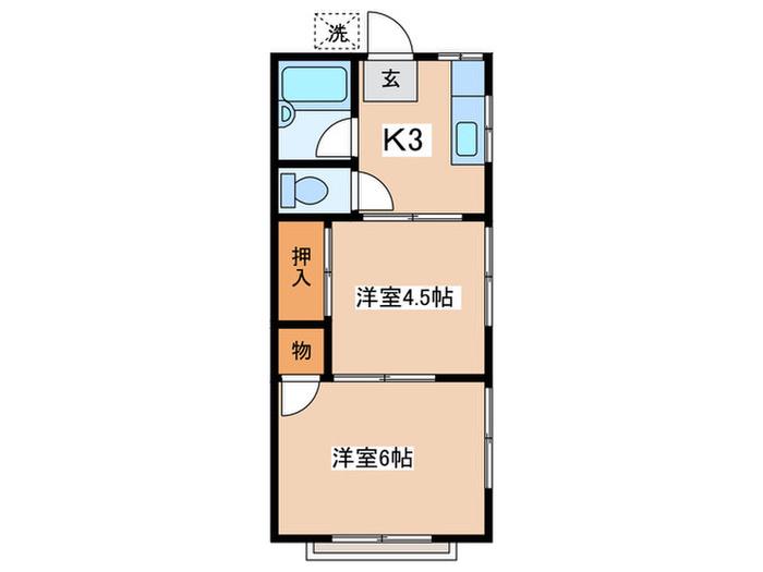 原宿ハイツ(2K/2階)の間取り写真