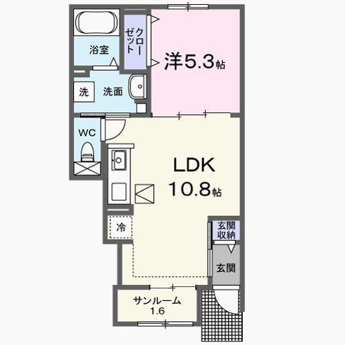 クラール勅使イーストB(1LDK/1階)の間取り写真
