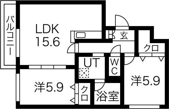 RAINBOWROAD宮の沢(2LDK/4階)の間取り写真