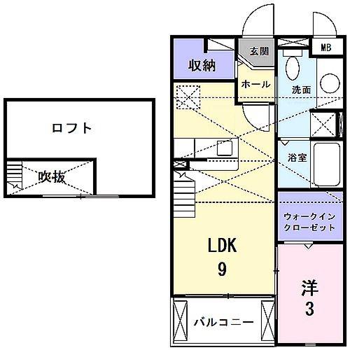 サニーガーデン(1DK/2階)の間取り写真