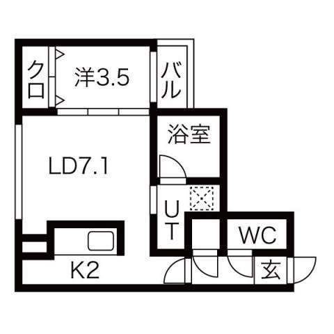 ERYS琴似(1LDK/3階)の間取り写真