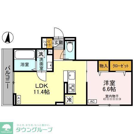 Dアヴァンス千間台東B棟(1LDK/3階)の間取り写真