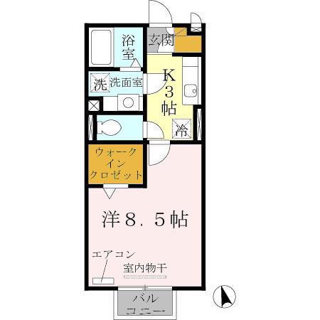 ハイツ エンカウンターII(1K/2階)の間取り写真
