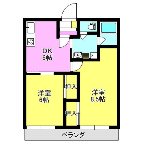 アシュレ並榎(2DK/2階)の間取り写真