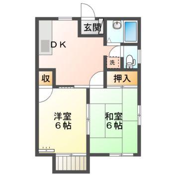メゾン熊谷(2DK/1階)の間取り写真
