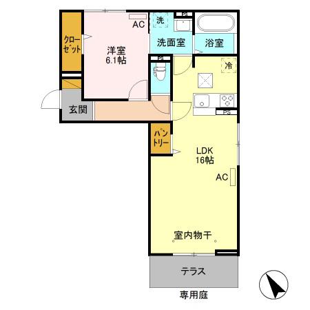 コージーコート(1LDK/1階)の間取り写真