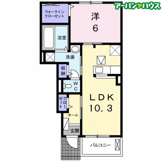 ミ カーサ(1LDK/1階)の間取り写真