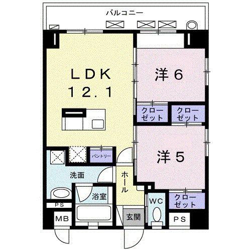 ボルダーズ(2LDK/4階)の間取り写真