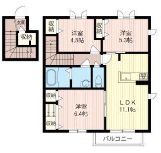 Jコテージ(2LDK/2階)の間取り写真