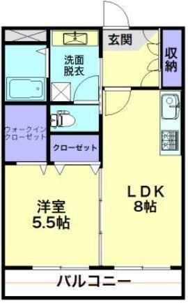 ロイヤル末広(1LDK/2階)の間取り写真