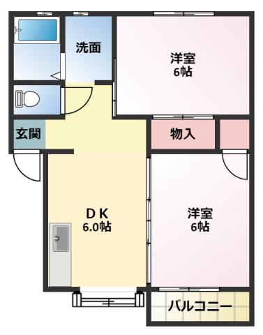 ロイヤルパレス(2DK/2階)の間取り写真