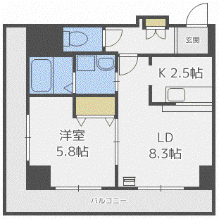 サンコート南6条壱番館(1LDK/3階)の間取り写真