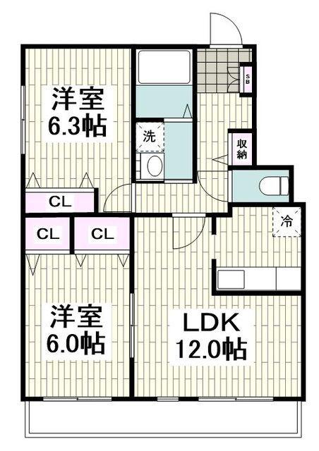 ルンドベルク丸山(2LDK/2階)の間取り写真