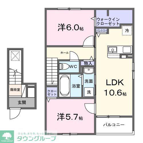 東有馬2丁目アパート(2LDK/2階)の間取り写真