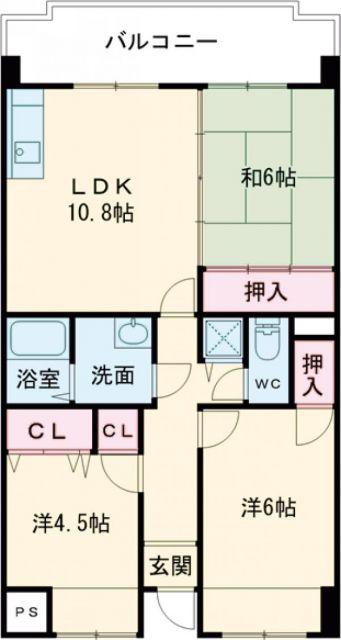 ジュネスコートA(3LDK/1階)の間取り写真