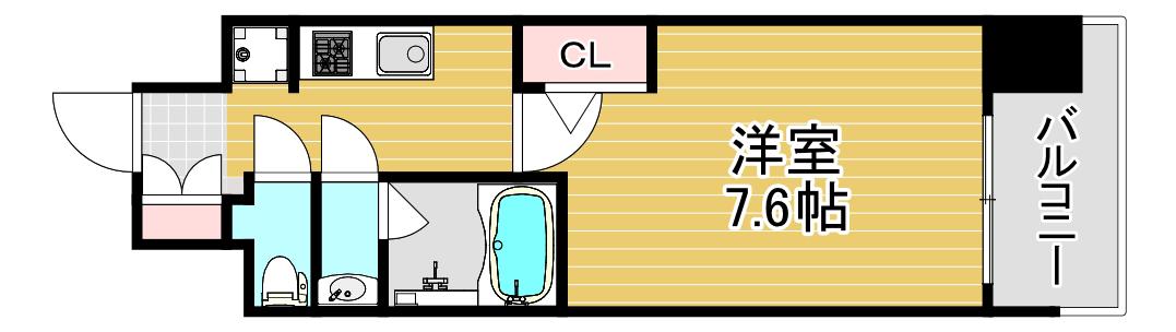 スプランディッド中之島DUE(1K/12階)の間取り写真