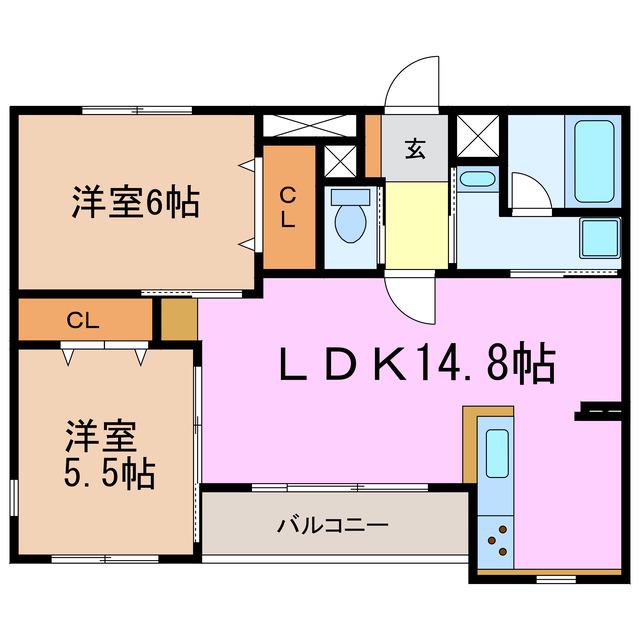 ルミエール園原(2LDK/3階)の間取り写真