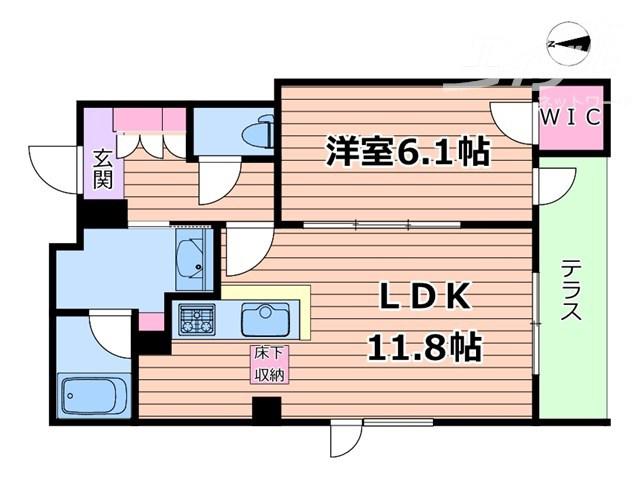 レジデンス 茨木春日(1LDK/1階)の間取り写真