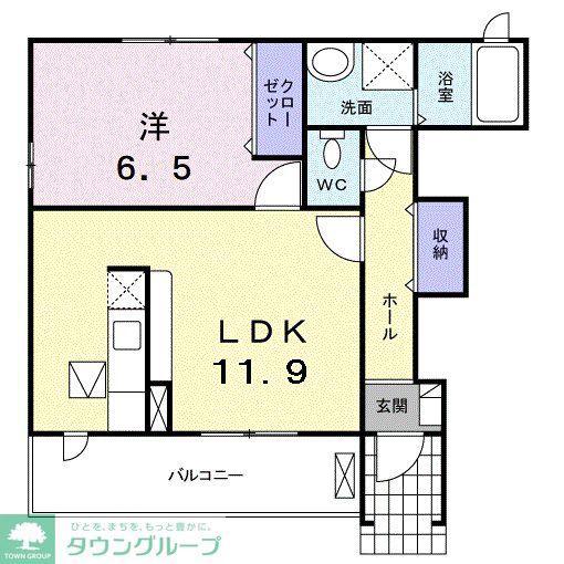 アムールC(1LDK/1階)の間取り写真