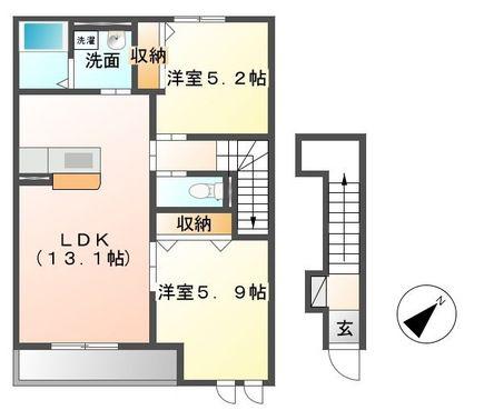LA RECOLTE(2LDK/2階)の間取り写真