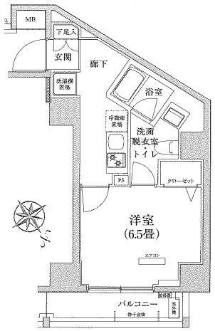 アイルカナーレ門前仲町(1K/2階)の間取り写真
