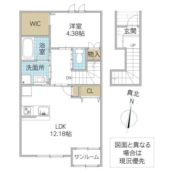 ハーモニープラザ見和 G棟(1LDK/2階)の間取り写真