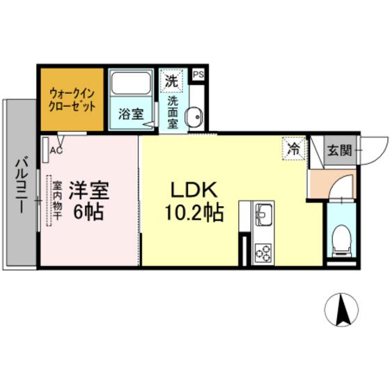 メセナ吉行(1LDK/3階)の間取り写真