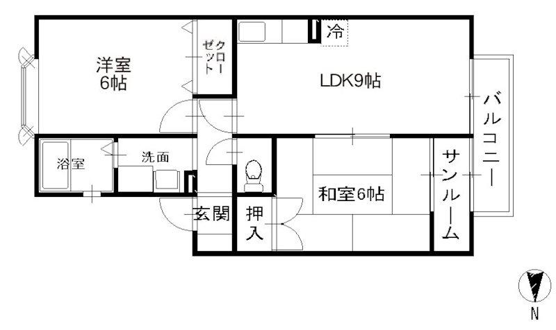 ソレーユ(2LDK/1階)の間取り写真
