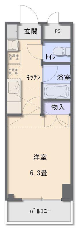 トーコースタジオ(1K/3階)の間取り写真