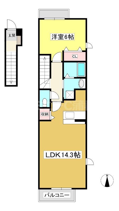 シトラス(1LDK/2階)の間取り写真