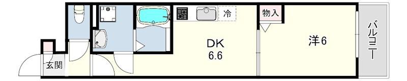 クレアール塚口Ⅱ(1DK/2階)の間取り写真