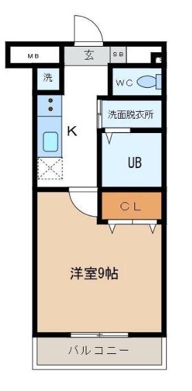 FELIZ高石(1K/1階)の間取り写真