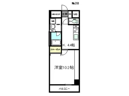 サクラーレ(1K/3階)の間取り写真