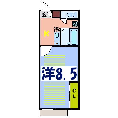 下代エスティ(1K/1階)の間取り写真