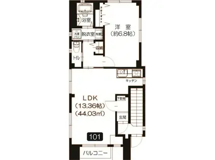 アリッサムII(1LDK/1階)の間取り写真