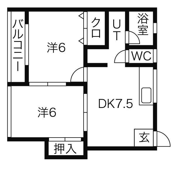アーバンライフA(2DK/2階)の間取り写真
