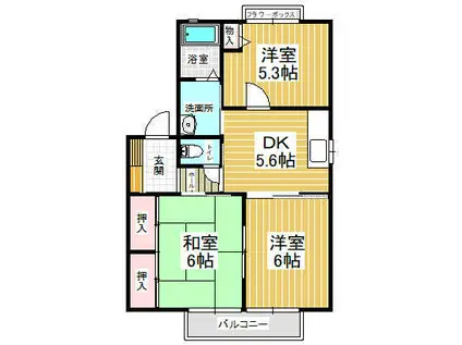 ファミール弐番館(3DK/1階)の間取り写真