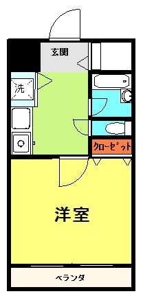 アンビシャス月出(1K/2階)の間取り写真