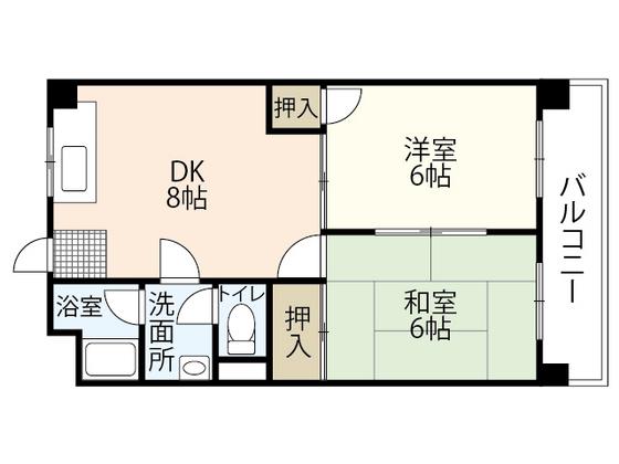古本マンション(2LDK/3階)の間取り写真