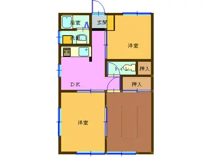 パシーヴ(3K/2階)の間取り写真