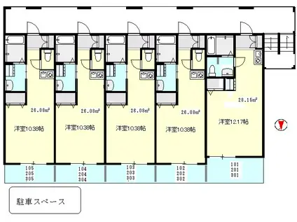 ベルデ ハシモト(ワンルーム/2階)の間取り写真