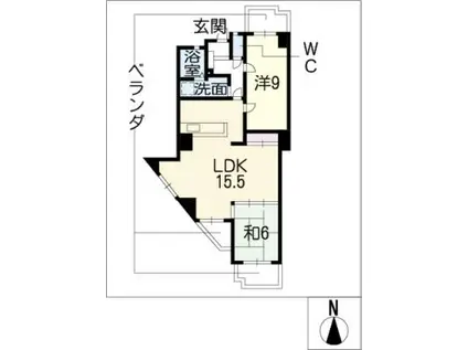 ナビシティ新岐阜403(2LDK/4階)の間取り写真
